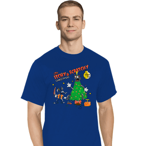 Daily_Deal_Shirts T-Shirts, Tall / Large / Royal Blue Itchy & Scratchy Christmas