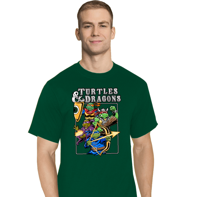 Daily_Deal_Shirts T-Shirts, Tall / Large / Charcoal Turtles & Dragons