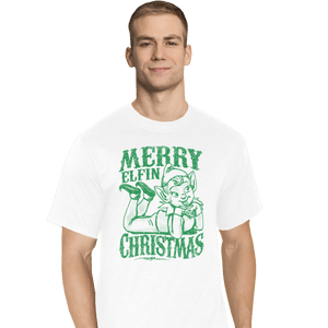 Shirts T-Shirts, Tall / Large / White Merry Elfin Christmas