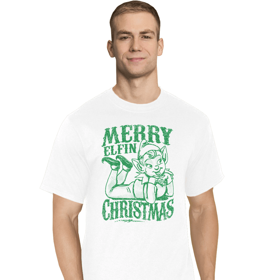 Shirts T-Shirts, Tall / Large / White Merry Elfin Christmas