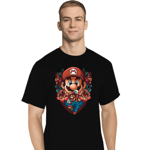 Secret_Shirts T-Shirts, Tall / Large / Black Mario Crest