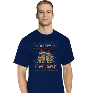 Daily_Deal_Shirts T-Shirts, Tall / Large / Navy Happy Howlidays