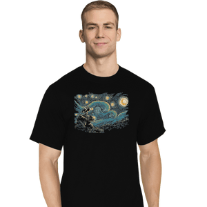 Shirts T-Shirts, Tall / Large / Black Starry Robot