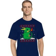 Load image into Gallery viewer, Shirts T-Shirts, Tall / Large / Navy Ugly Dragon Christmas

