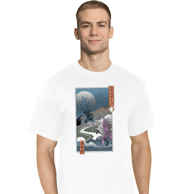 Daily_Deal_Shirts T-Shirts, Tall / Large / White Unicorn Ukiyo-e