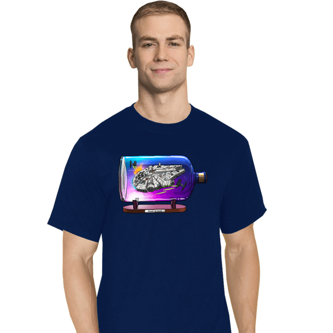 Daily_Deal_Shirts T-Shirts, Tall / Large / Navy Spaceship In A Bottle