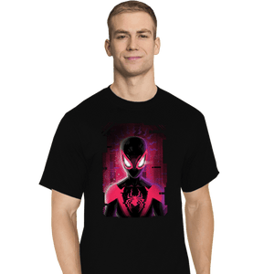 Daily_Deal_Shirts T-Shirts, Tall / Large / Black Glitch Miles Spider