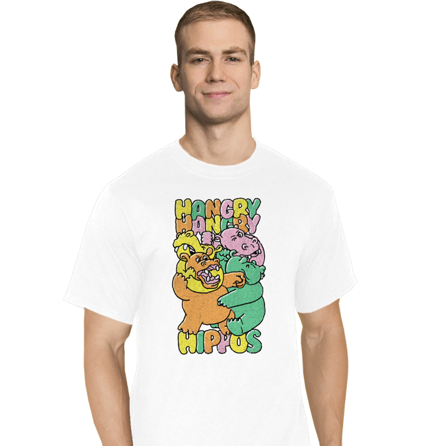 Secret_Shirts T-Shirts, Tall / Large / White Hangry Hippos