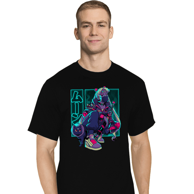 Daily_Deal_Shirts T-Shirts, Tall / Large / Black Neon Waxing Moon