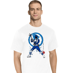 Shirts T-Shirts, Tall / Large / White Blue Ranger Sumi-e