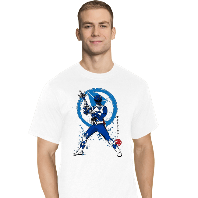 Shirts T-Shirts, Tall / Large / White Blue Ranger Sumi-e