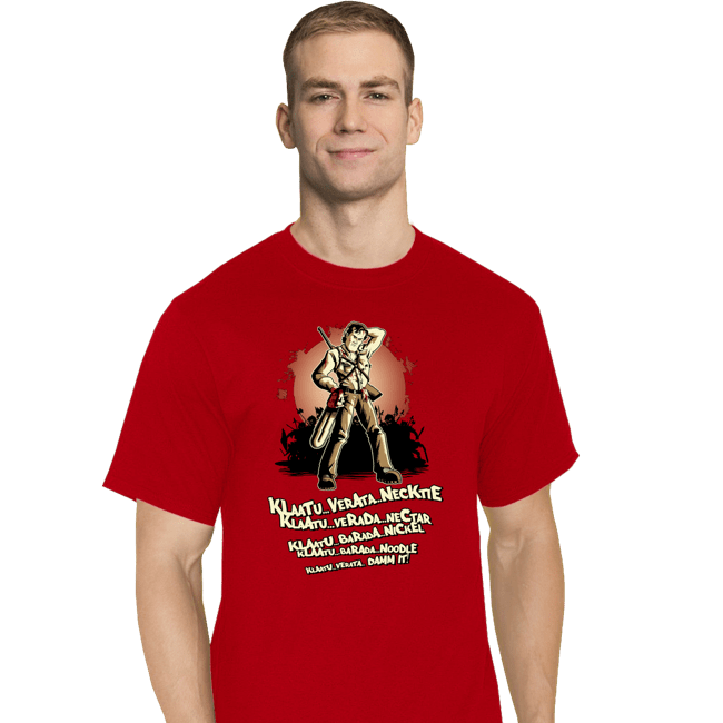 Shirts T-Shirts, Tall / Large / Red Klaatu Barada Nikto