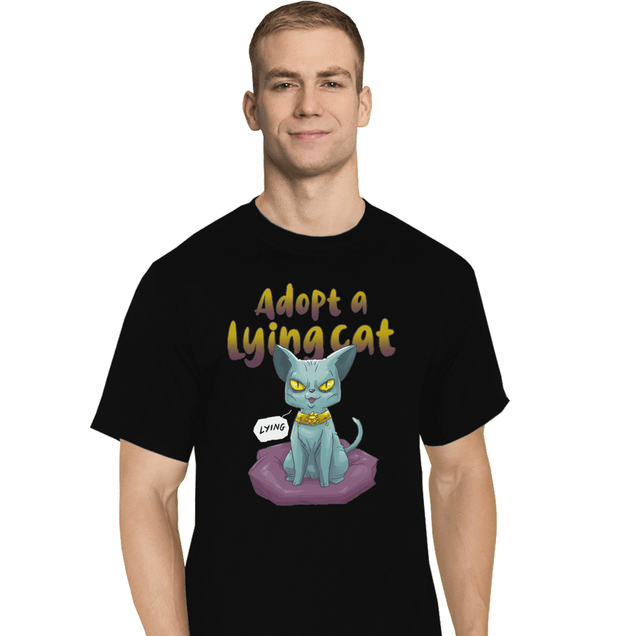 Shirts T-Shirts, Tall / Large / Black Adopt A Lying Cat