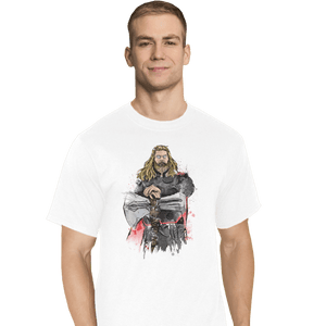 Shirts T-Shirts, Tall / Large / White God Of Thunder Watercolor