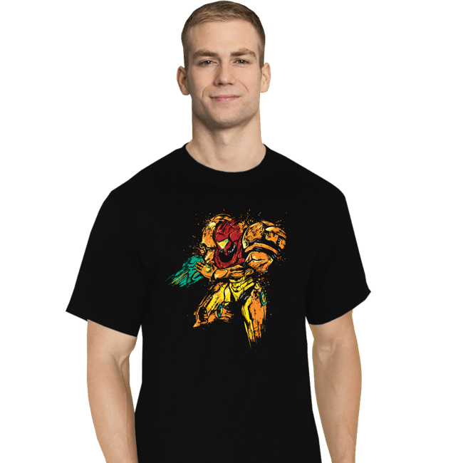 Shirts T-Shirts, Tall / Large / Black Metroid - Galactic Bounty Hunter