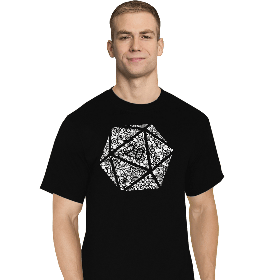 Shirts T-Shirts, Tall / Large / Black Mosaic D20