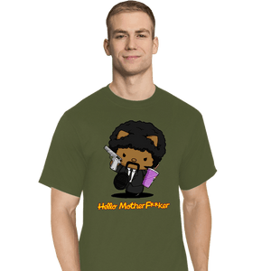 Daily_Deal_Shirts T-Shirts, Tall / Large / Military Green Kitty Fiction