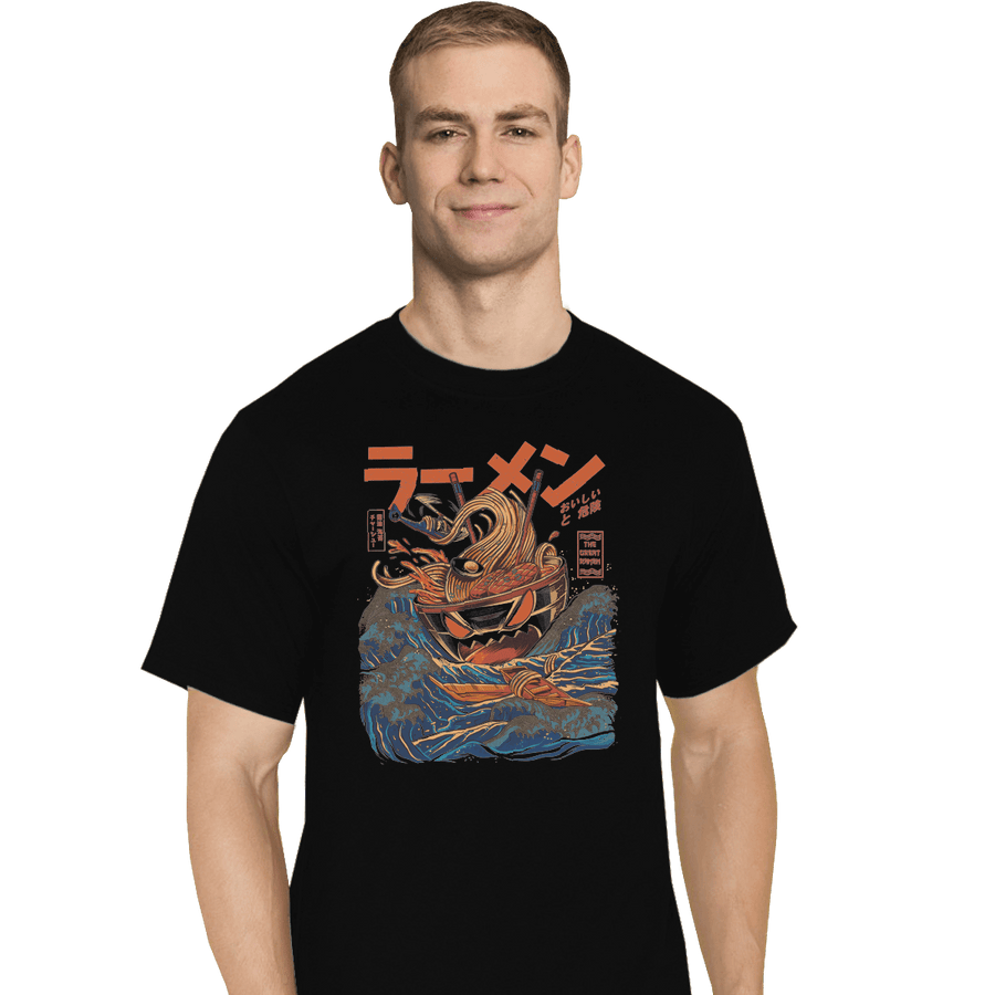 Shirts T-Shirts, Tall / Large / Black Great Ramen off Kanagawa