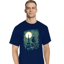 Load image into Gallery viewer, Shirts T-Shirts, Tall / Large / Navy Starry Paris Cats
