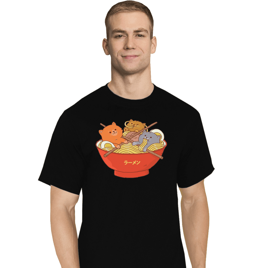 Shirts T-Shirts, Tall / Large / Black Ramen Cats