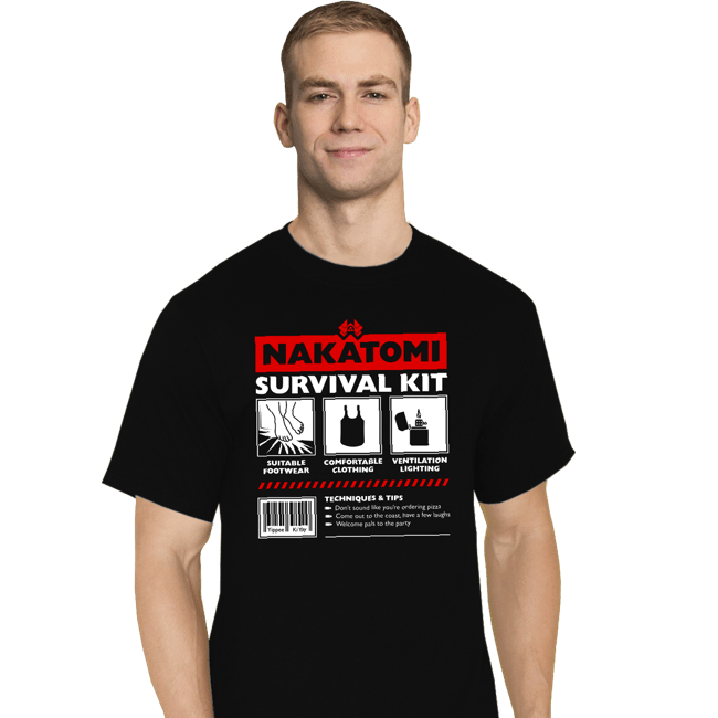 Daily_Deal_Shirts T-Shirts, Tall / Large / Black Nakatomi Survival Kit