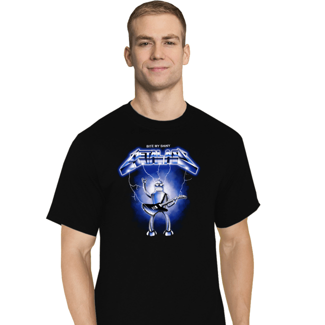 Daily_Deal_Shirts T-Shirts, Tall / Large / Black Shiny Metal