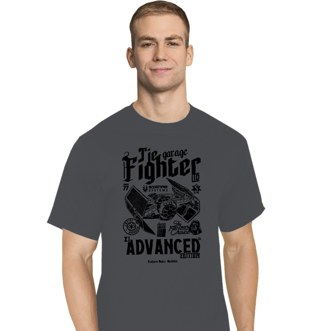 Daily_Deal_Shirts T-Shirts, Tall / Large / Charcoal Tie Fighter Garage
