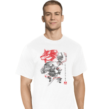 Load image into Gallery viewer, Shirts T-Shirts, Tall / Large / White Twilight Wolf Sumi-e
