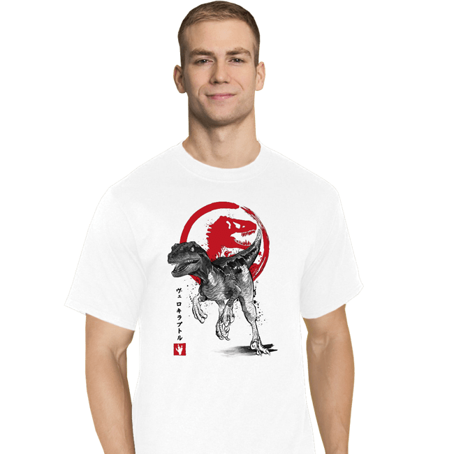 Secret_Shirts T-Shirts, Tall / Large / White Velociraptor Sumi-E