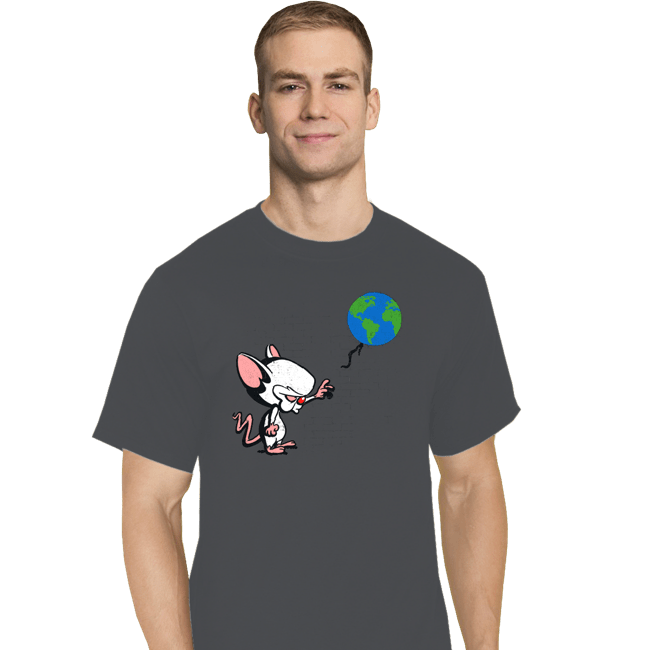 Daily_Deal_Shirts T-Shirts, Tall / Large / Charcoal Mouse With World