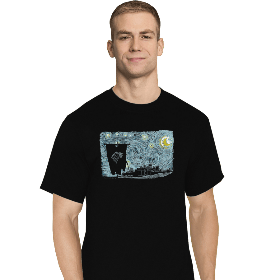 Shirts T-Shirts, Tall / Large / Black Starry DireWolf
