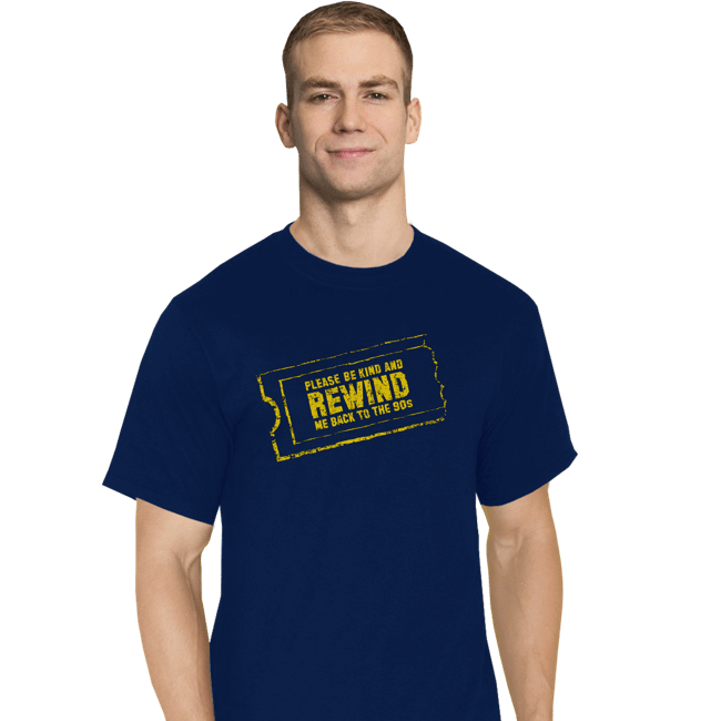 Daily_Deal_Shirts T-Shirts, Tall / Large / Navy Rewind Me Back To The 90s