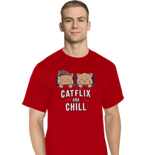Load image into Gallery viewer, Shirts T-Shirts, Tall / Large / Red Catflix And Chill
