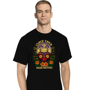 Daily_Deal_Shirts T-Shirts, Tall / Large / Black Clock Town Mask Festival
