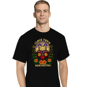 Daily_Deal_Shirts T-Shirts, Tall / Large / Black Clock Town Mask Festival