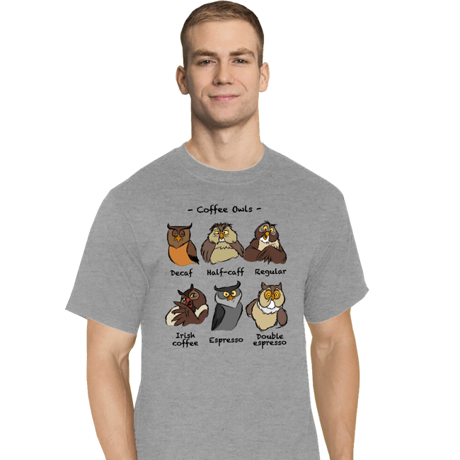 Daily_Deal_Shirts T-Shirts, Tall / Large / Sports Grey Coffee Owls