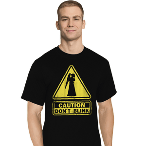 Shirts T-Shirts, Tall / Large / Black Caution - Don't Blink
