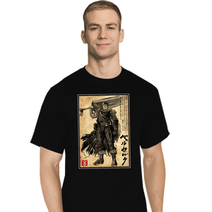 Daily_Deal_Shirts T-Shirts, Tall / Large / Black Black Swordsman Woodblock