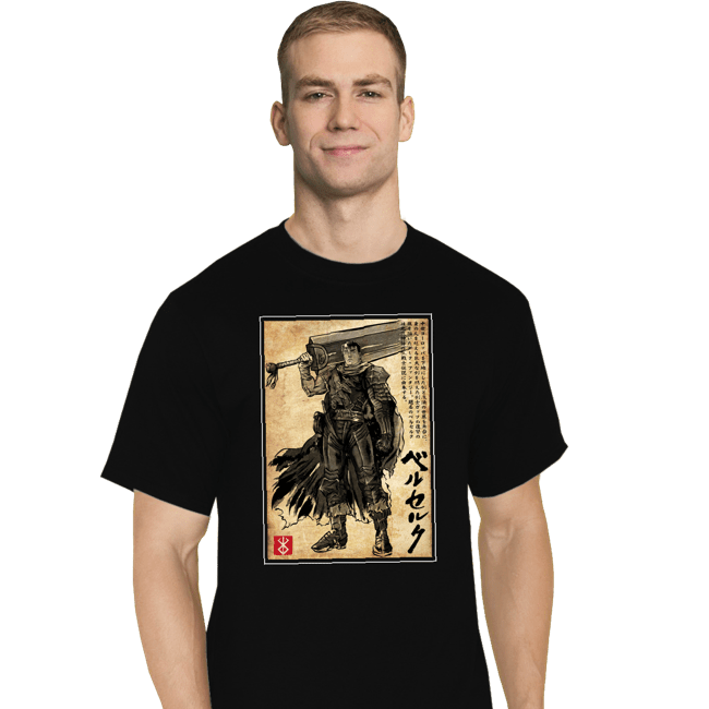 Daily_Deal_Shirts T-Shirts, Tall / Large / Black Black Swordsman Woodblock