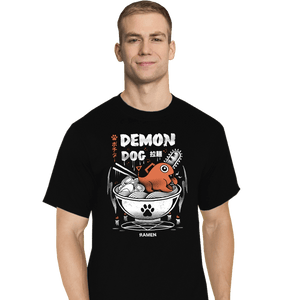 Daily_Deal_Shirts T-Shirts, Tall / Large / Black Demon Dog Ramen