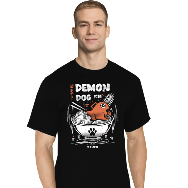 Daily_Deal_Shirts T-Shirts, Tall / Large / Black Demon Dog Ramen
