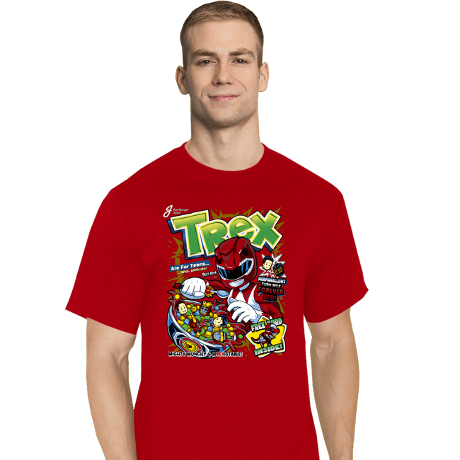 Daily_Deal_Shirts T-Shirts, Tall / Large / Red T-Rex Cereal