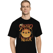 Load image into Gallery viewer, Shirts T-Shirts, Tall / Large / Black Sarcastic Cat
