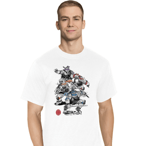 Daily_Deal_Shirts T-Shirts, Tall / Large / White Ninja Turtles Sumi-e