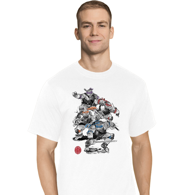 Daily_Deal_Shirts T-Shirts, Tall / Large / White Ninja Turtles Sumi-e