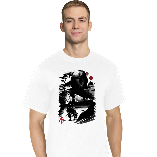 Daily_Deal_Shirts T-Shirts, Tall / Large / White The Bounty Hunter In The desert Sumi-e