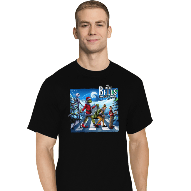 Daily_Deal_Shirts T-Shirts, Tall / Large / Black The Jingle Bells Holiday Road