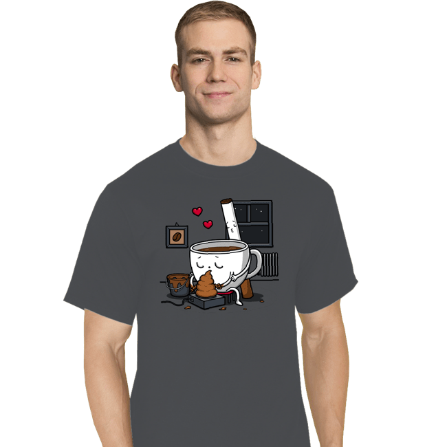 Secret_Shirts T-Shirts, Tall / Large / Charcoal Coffee And Cigarette