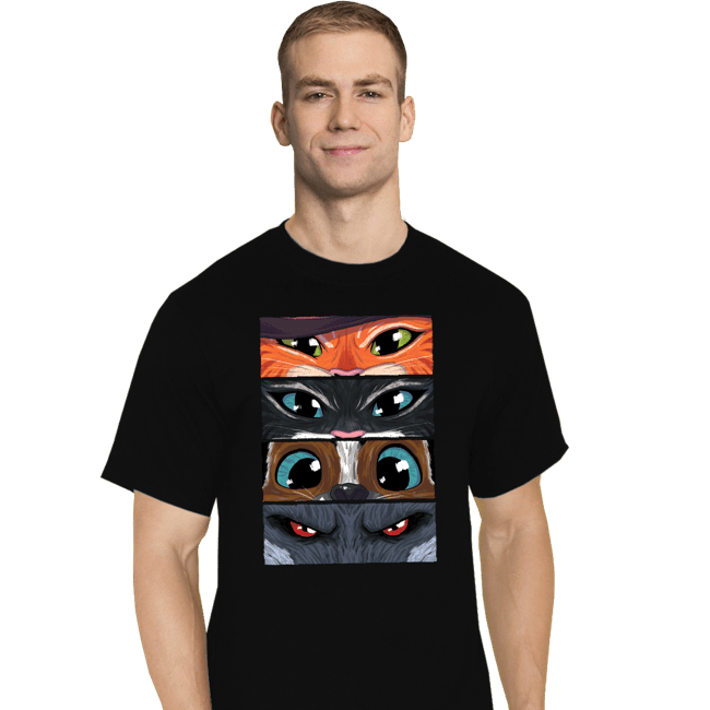 Daily_Deal_Shirts T-Shirts, Tall / Large / Black Puss In Boots Eyes