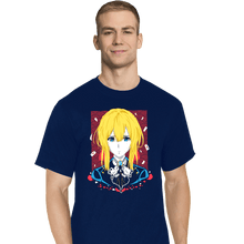 Load image into Gallery viewer, Shirts T-Shirts, Tall / Large / Navy Violet Evergarden Memory Doll

